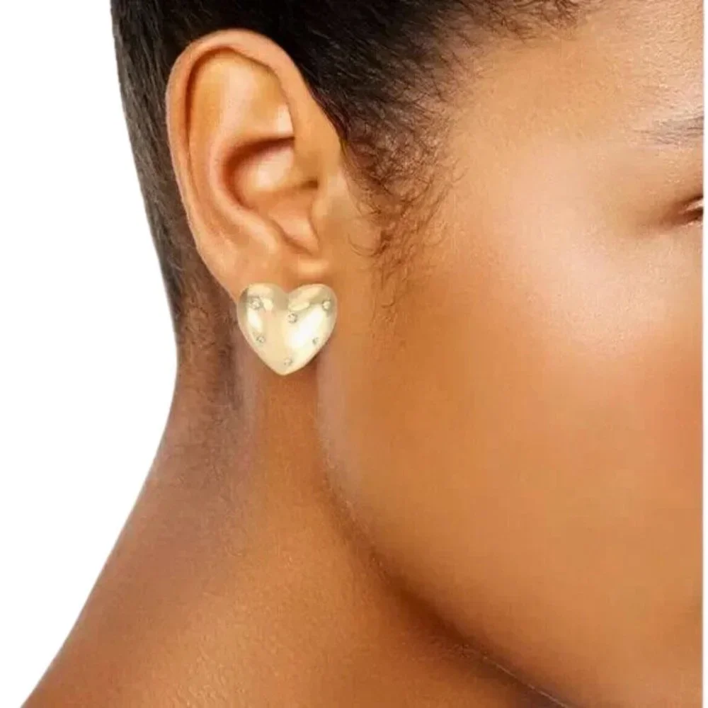 Charter Club Gold-Tone Pave Crystal Heart Stud Earrings - Picture 2 of 2